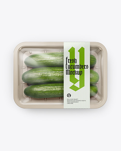 Plastic Tray With Cucumbers Mockup