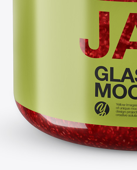 Glass Raspberry Jam Jar in Shrink Sleeve Mockup