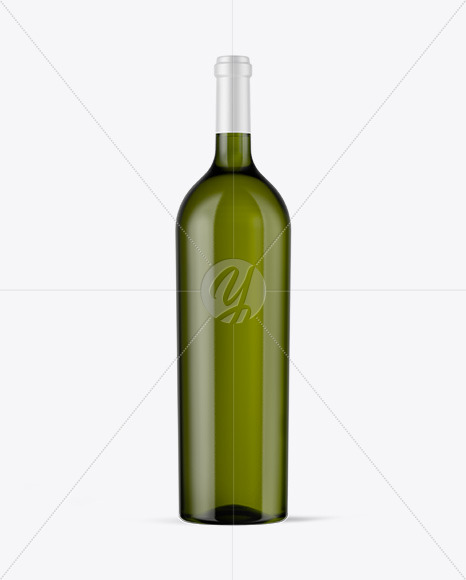 Green Glass White Wine Bottle Mockup