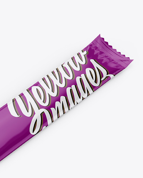 Glossy Stick Sachet Mockup - Half Side View