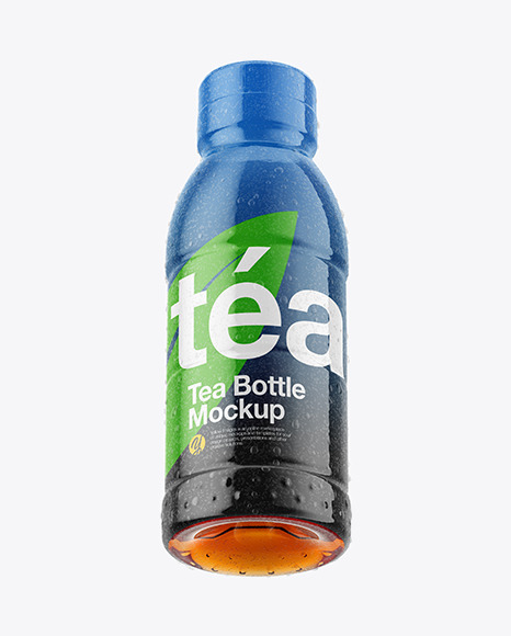 Tea Bottle with Condensation in Shrink Sleeve Mockup