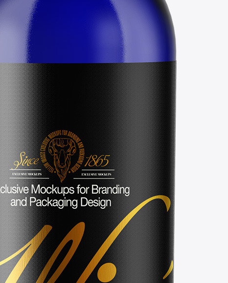 Blue Glass Wine Bottle Mockup