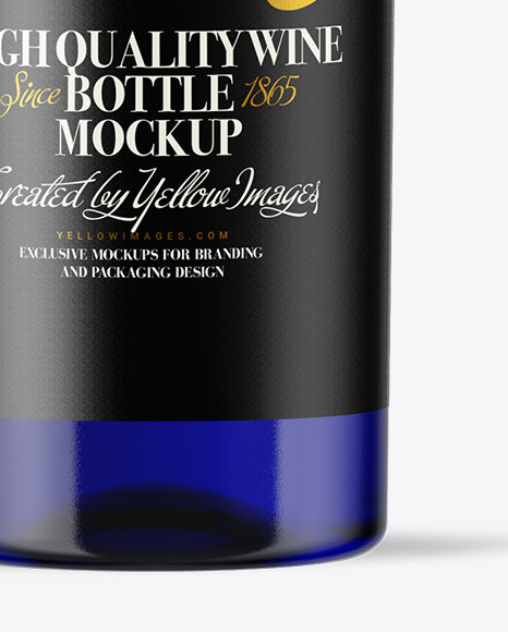 Blue Glass Wine Bottle Mockup