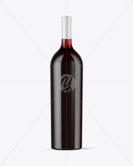 Clear Glass Red Wine Bottle Mockup