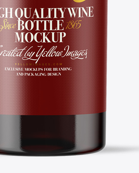 Clear Glass Red Wine Bottle Mockup