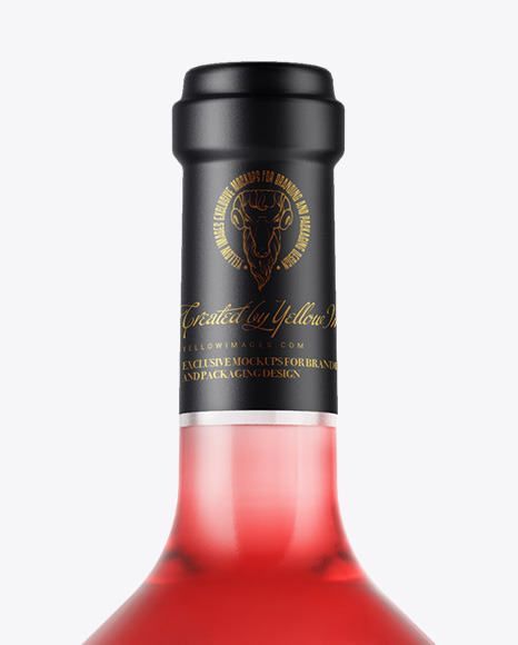 Clear Glass Pink Wine Bottle Mockup