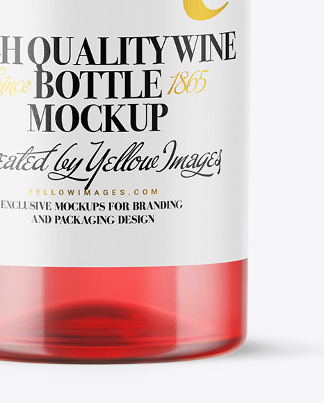 Clear Glass Pink Wine Bottle Mockup