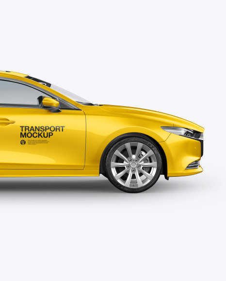 Sedan Mockup - Side View - Compact+Sedan+Mockup+-+Front+View+in+Vehicle+Mockups+on+...