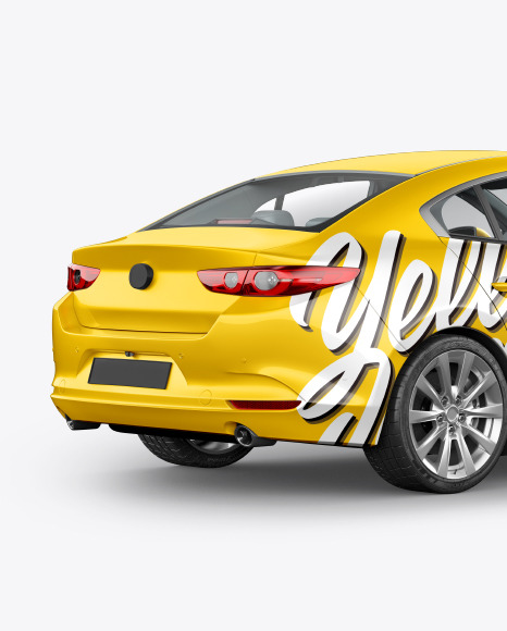 Sedan Mockup - Back Half Side View - Compact+Sedan+Mockup+-+Front+View+in+Vehicle+Mockups+on+...