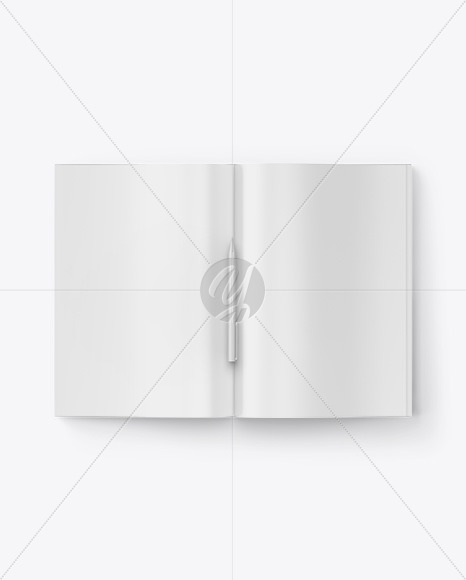 Magazine With Pen Mockup