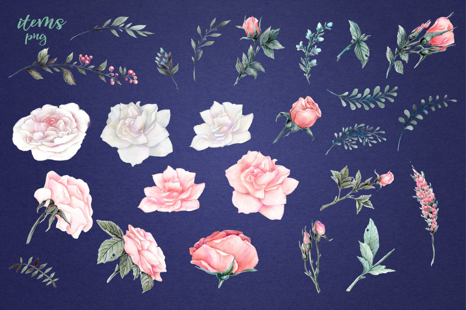 Delicate Roses – Watercolor Clip Art