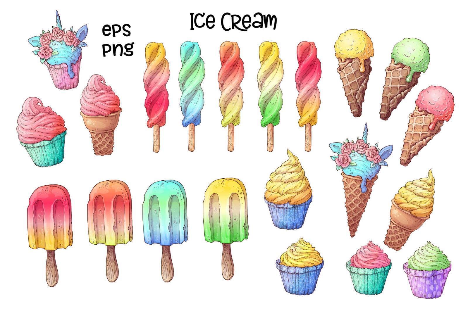 Bright sweets – vector clip art Bright sweets – vector clip art