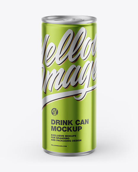 Glossy Metallic Drink Can Mockup