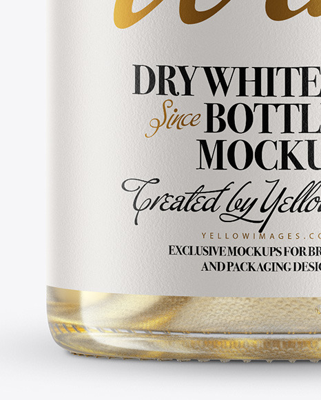 Clear Glass White Wine Bottle Mockup