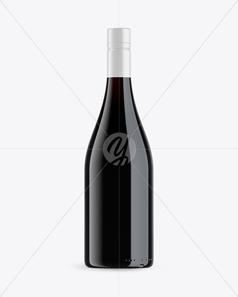 Green Glass Bottle With Red Wine Mockup