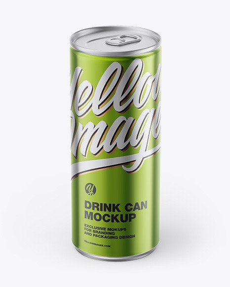 Glossy Metallic Drink Can Mockup - Tea can mockup