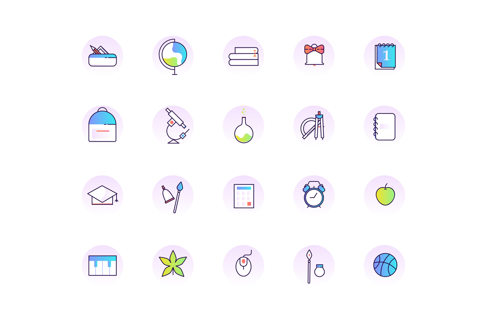 School & Education Color Line Icons School & Education Color Line Icons