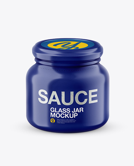 Glass Tartar Sauce Jar in Shrink Sleeve Mockup