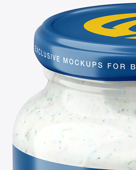 Glass Tartar Sauce Jar in Shrink Sleeve Mockup