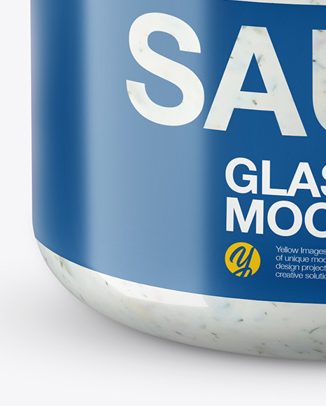 Glass Tartar Sauce Jar in Shrink Sleeve Mockup