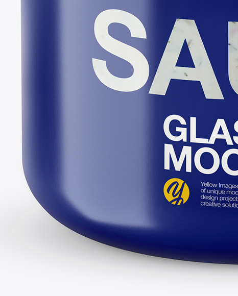 Glass Tartar Sauce Jar in Shrink Sleeve Mockup