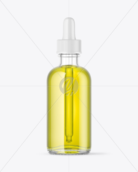 Clear Glass Dropper Bottle With Oil Mockup