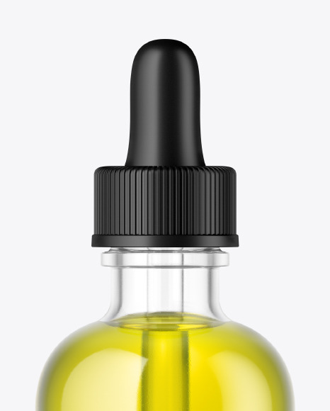 Clear Glass Dropper Bottle With Oil Mockup