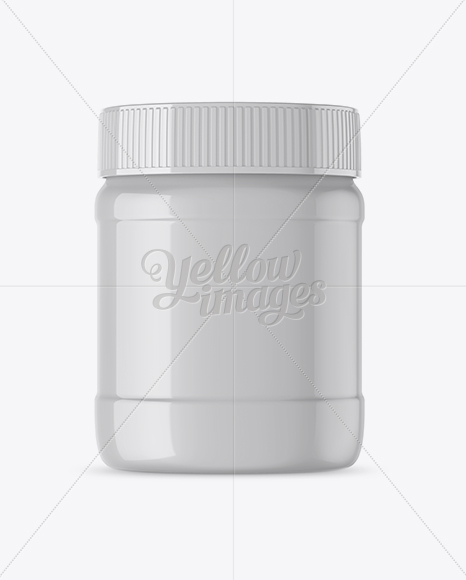 Glossy Plastic Jar Mockup - Front View