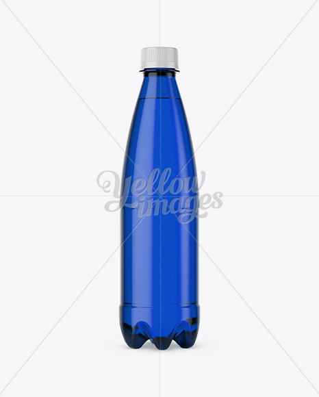 500ml Blue PET Water Bottle Mockup - Front View