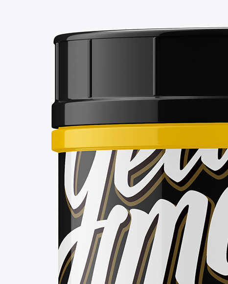 Glossy Plastic Jar Mockup - Front View