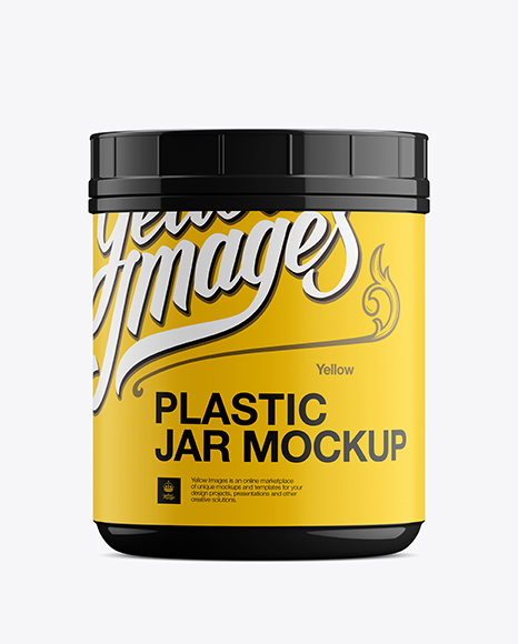 Glossy Plastic Jar with Matte Label Mockup - Front View - Premium+Psd+Glossy+Plastic+Jar+Mockup