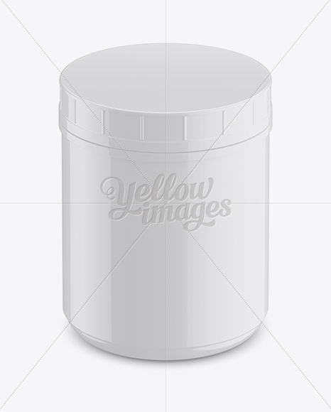 Glossy Plastic Jar Mockup - Front View (High-Angle Shot)