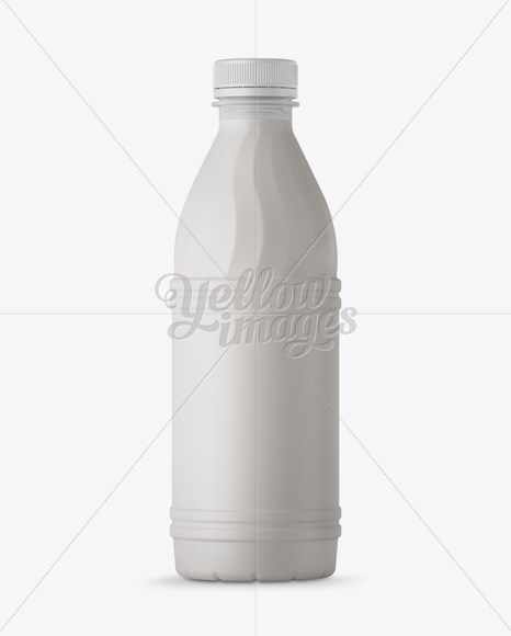 Matte Plastic Milk Bottle Mockup - Front View