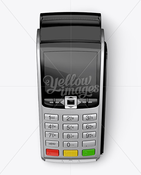 Payment Terminal w/ Label Mockup - Top View