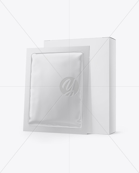 Textured Paper Box with Glossy Sachet Mockup