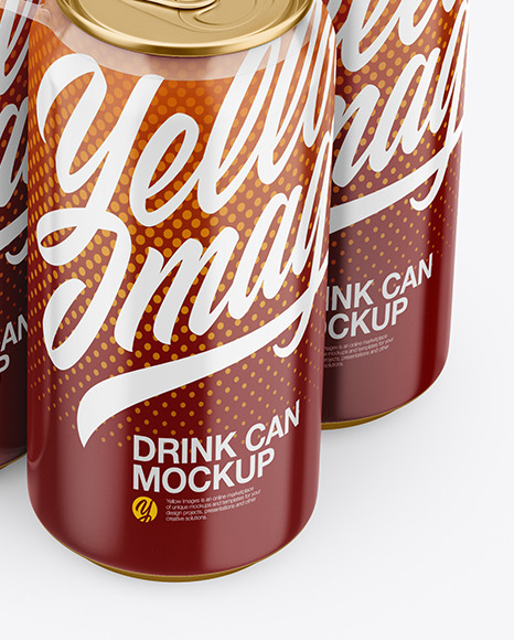 6 Glossy Cans Pack Mockup