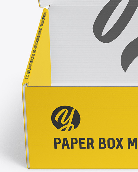 Opened Paper Box Mockup - Front View