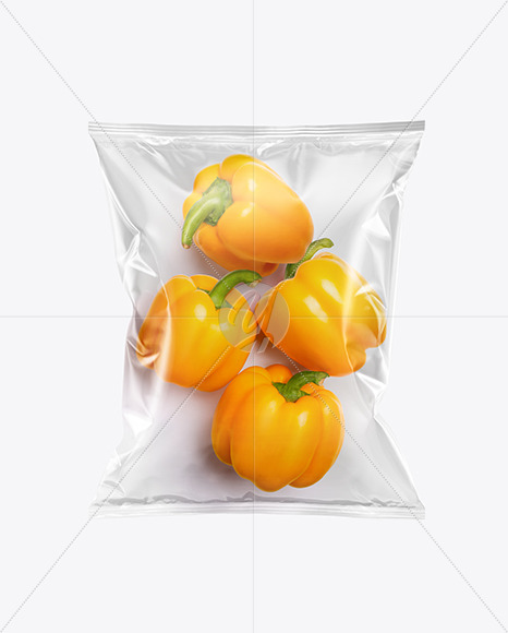 Plastic Bag With Yellow Sweet Peppers Mockup