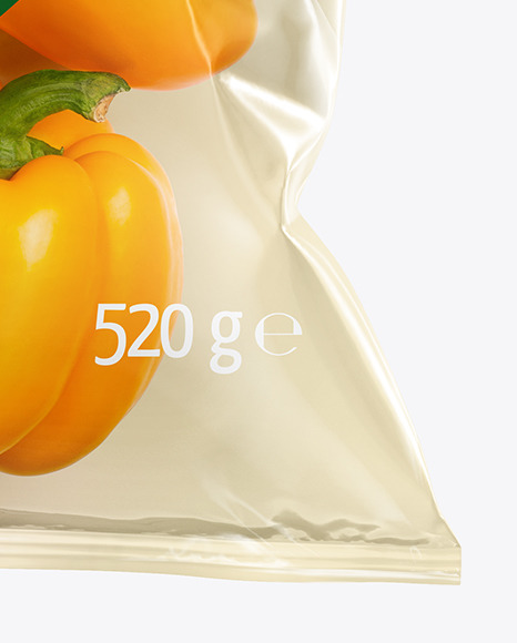 Plastic Bag With Yellow Sweet Peppers Mockup