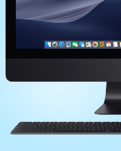 IMac Pro Mockup with Keyboard and Mouse Mockup