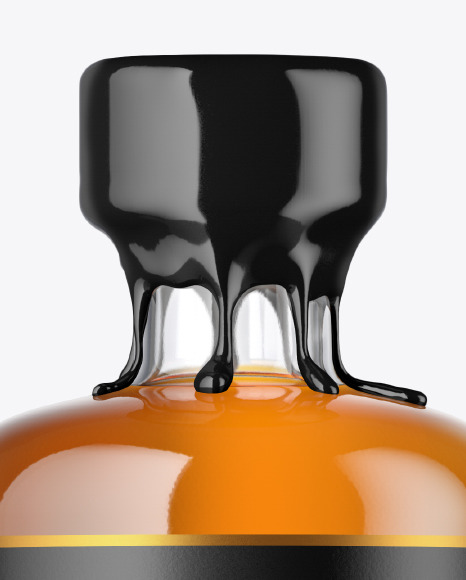 Clear Glass Whiskey Bottle with Wax Mockup