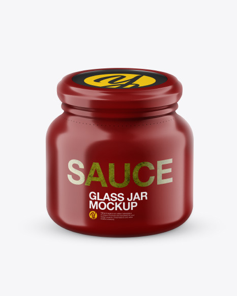 Glass Pesto Sauce Jar in Shrink Sleeve Mockup