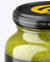 Glass Pesto Sauce Jar in Shrink Sleeve Mockup