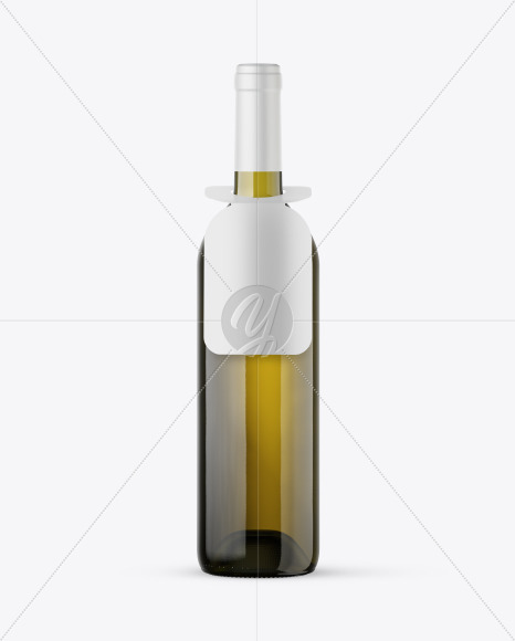 Green Glass White Wine Bottle Mockup