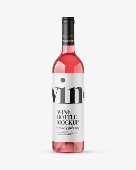 Clear Glass Rose Wine Bottle Mockup