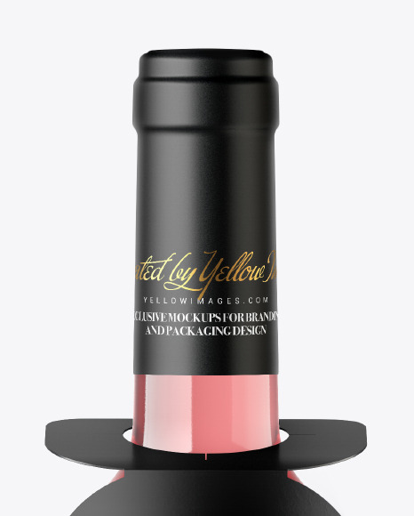 Clear Glass Rose Wine Bottle Mockup