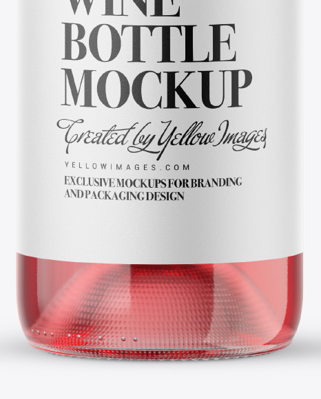 Clear Glass Rose Wine Bottle Mockup