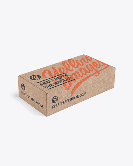 Kraft Paper Box Mockup - Half Side View