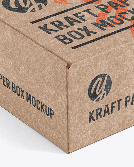 Kraft Paper Box Mockup - Half Side View