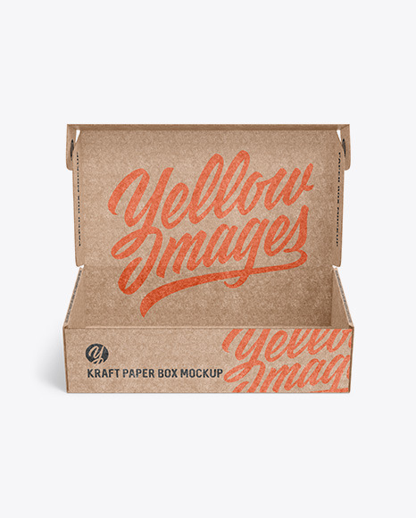 Opened Kraft Paper Box Mockup - Front View - 3D+Product+Box+PSD+Mockup+-+PSD+Mockups